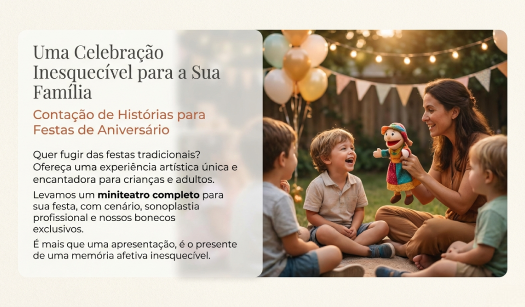 Contação de histórias infantis em ambientes corporativos e culturais - Apresentações em auditório de empresa e biblioteca com crianças