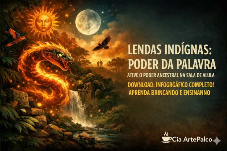 contação de história de lendas indígenas. Conteúdo de saberes, cultura, história dos povos originários. (Dia do Índio)